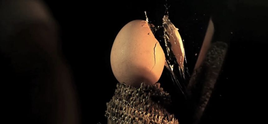 Samureischwert oder Buttermesser - hier durchschlägt das Samureischwert ein Ei